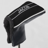 Couvre-club De Golf Texte personnalisable | Bold Modern Black & White (Devant 3/4)