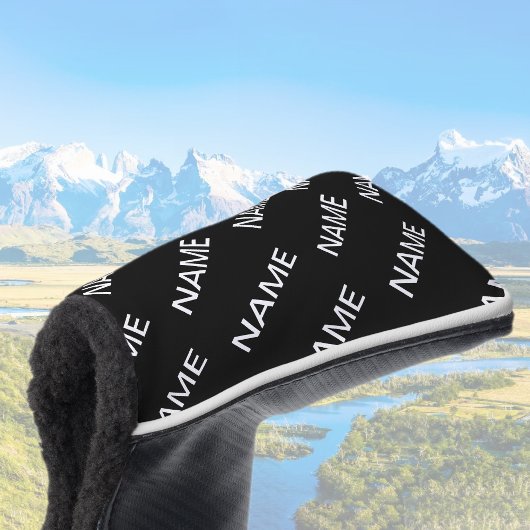 Couvre-club De Golf Texte personnalisable | Bold Modern Black & White