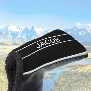 Couvre-club De Golf Texte personnalisable Moderne gras Noir & Blanc