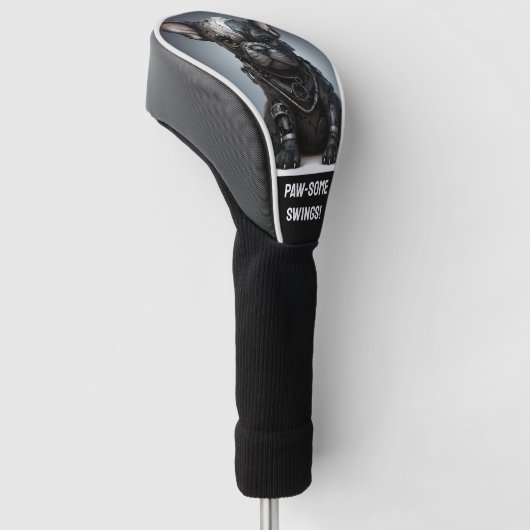 Couvre-club De Golf Texte personnalisé, chiot français métallique (Incliné)