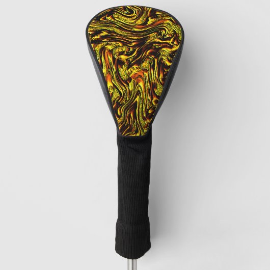 Couvre-club De Golf Texture rustique dorée avec traits foncés et orang (Devant)