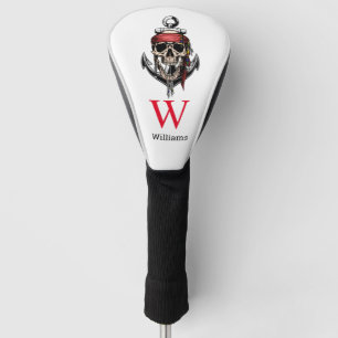 Couvre-club De Golf Thème pirate Fête Adulte Nautique Crâne Monogramme