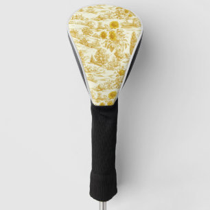 Couvre-club De Golf Toile de campagne aux tournesols rustiques dans de