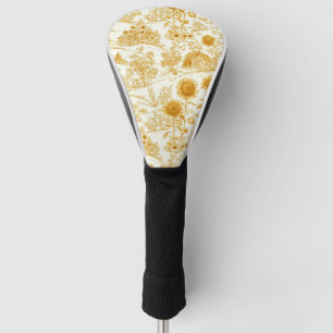 Couvre-club De Golf Toile de campagne Tournesol Vintage Jaune (1)