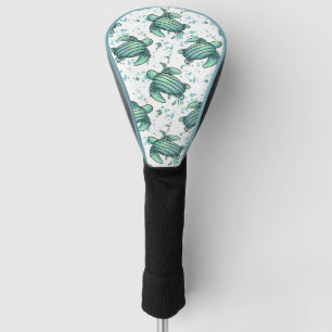 Couvre-club De Golf tortue de mer à l'aquarelle verte motif bleu anima