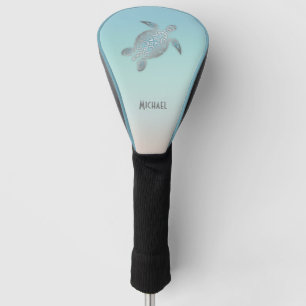 Couvre-club De Golf Tortue de mer d'argent Monogramme Côte Turquoise
