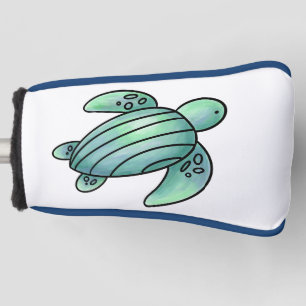 Couvre-club De Golf tortue de mer peinte à l'aquarelle dessin animé bl