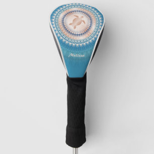 Couvre-club De Golf Tortue Mer D'Or rose Et Mandala