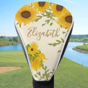Couvre-club De Golf Tournesols Jaunes Fleurs personnalisées nom dames