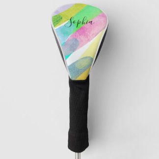 Couvre-club De Golf Traits de couleur diagonaux, Nom, Art abstrait des