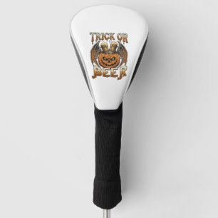 Couvre-club De Golf Trick Or Beer Halloween Citrouille Squelette Ailes