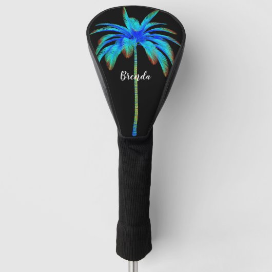 Couvre-club De Golf Tropical Turquoise Palm Tree Personnalisé (Devant)
