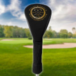 Couvre-club De Golf Trou personnalisé en or classique et noir<br><div class="desc">Personalize the name,  location hole number and date to create a great keepsake to celebrate that fantastique c hole in one. Designed by Thisisnotme</div>