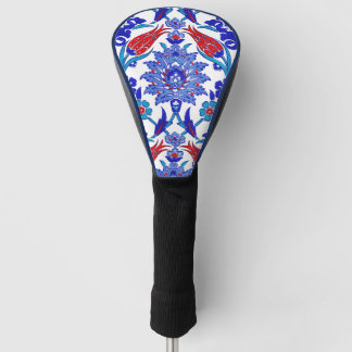 Couvre-club De Golf Turquoise Bleu Rouge Ancien Carreau Floral Turc