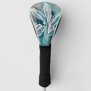 Couvre-club De Golf Turquoise Bleu & Turquoise Aquarelle Botanique Mod