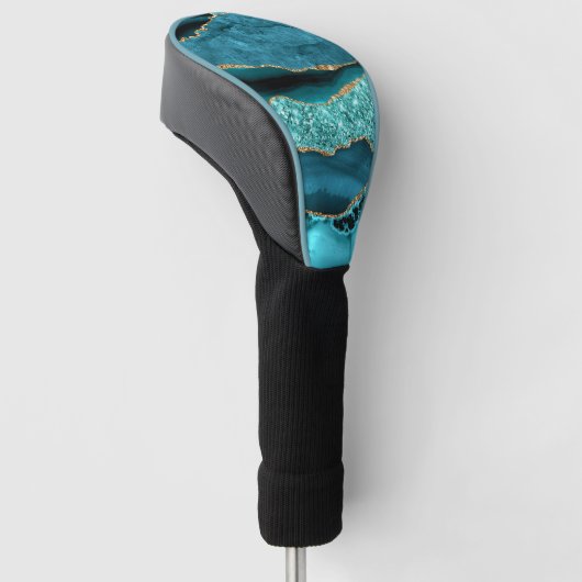 Couvre-club De Golf Turquoise Blue Gold Marble Turquoise Golf Head Cov (Incliné)