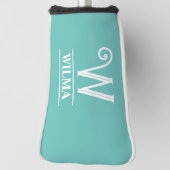 Couvre-club De Golf Turquoise Monogramme Putter Golf Head Cover (Tourné à 90°)