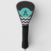 Couvre-club De Golf Turquoise noir Chevron (Devant)