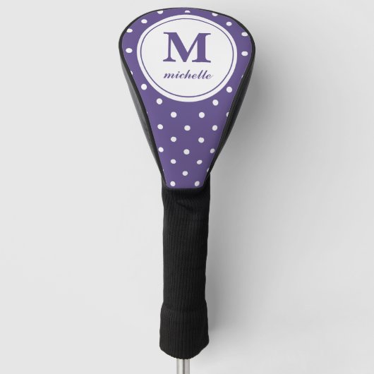 Couvre-club De Golf ultraviolet | Golf | monogramme personnalisé DOT (Devant)