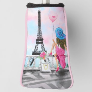 Couvre-club De Golf Une femme à Paris Couverture de la tête de golf av