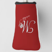 Couvre-club De Golf Unique Red Custom Monogram Nom Rose Putter (Tourné à 90°)