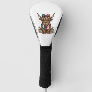 Couvre-club De Golf Vache Highland Patriotique Vintage