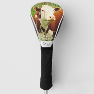 Couvre-club De Golf Vache mignonne Brown verte
