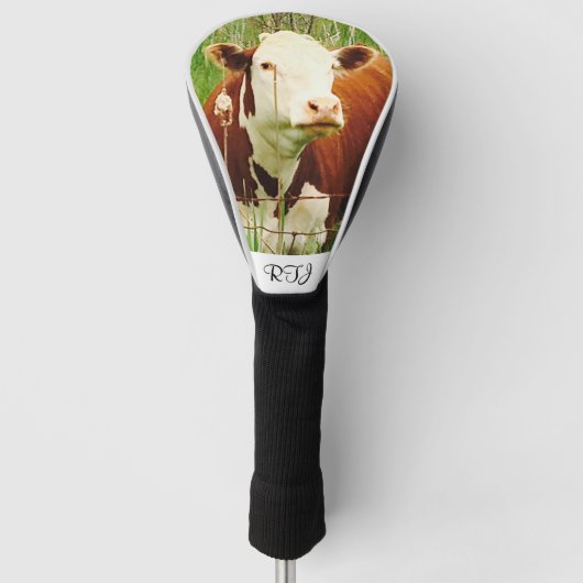 Couvre-club De Golf Vache mignonne Brown verte (Devant)