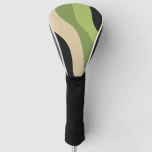 Couvre-club De Golf vagues, vert, noir et beige courbes colorées
