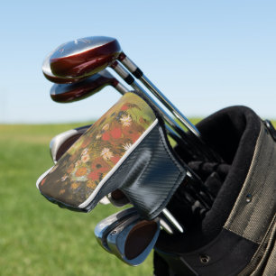 Couvre-club De Golf Vase avec des fleurs de maïs&poppies, des pivoines