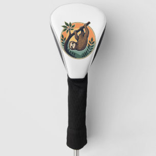 Couvre-club De Golf Vecteur de paresseux vintage Badge rétro faune 2