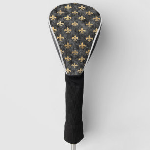Couvre-club De Golf Velours noir Fleur de Lis Mardi Gras Orleans