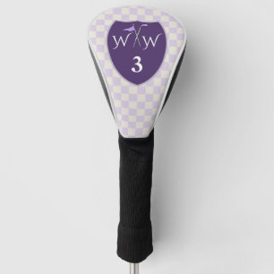 Couvre-club De Golf Vérifications à la crème violette et blanche av
