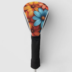 Couvre-club De Golf Vibrant couleur marron, bleu, jaune, couleur orang