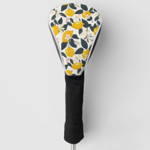 Couvre-club De Golf Vintage citron et Motif de fleurs roses
