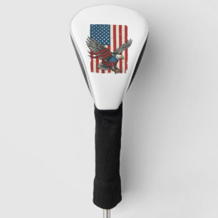 Couvre-club De Golf Vintage Eagle Flag Vector Patriotic Shirt Design_1
