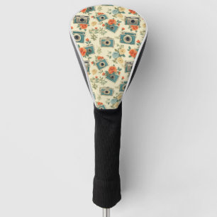 Couvre-club De Golf Vintage Floral & Motif de caméra
