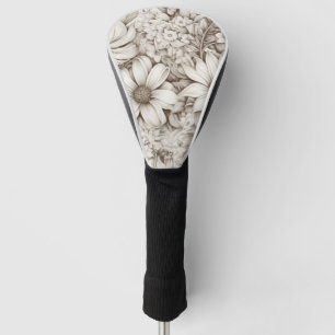 Couvre-club De Golf Vintage Floral Sepia Motif (5) Golf Head Cover