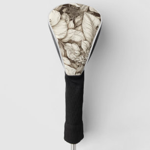 Couvre-club De Golf Vintage Floral Sepia Motif (9) Golf Head Cover