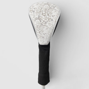 Couvre-club De Golf Vintage look Mariage Floral Blanche dentelle