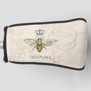 Couvre-club De Golf Vintage Queen Bee Royal Crown Honeycomb Beige
