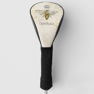Couvre-club De Golf Vintage Queen Bee Royal Crown Honeycomb Beige