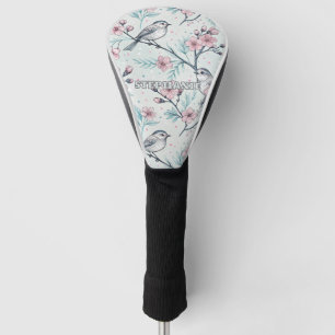 Couvre-club De Golf Vintage Sakura Cerry Blossom & Bird Aesthétiquemen