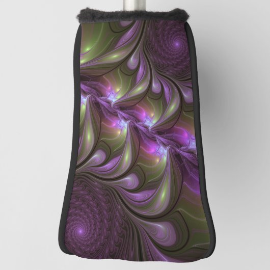 Couvre-club De Golf Violet Abstrait violet violet kaki fractal (Tourné à 90°)