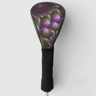 Couvre-club De Golf Violet Abstrait violet violet kaki fractal