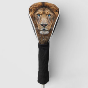 Couvre-club De Golf Visage de lion majestueux aux yeux bleus Faune A