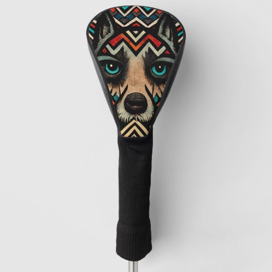 Couvre-club De Golf Visage de loup aztèque (Devant)