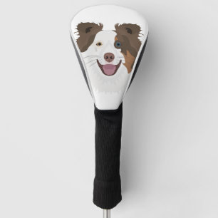 Couvre-club De Golf Visage heureux border collie de chiens