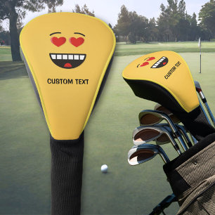 Couvre-club De Golf Visage souriant aux yeux en forme de coeur
