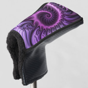 Couvre-club De Golf Vivid Cool Abstrait rose violet Fractal Art Spiral